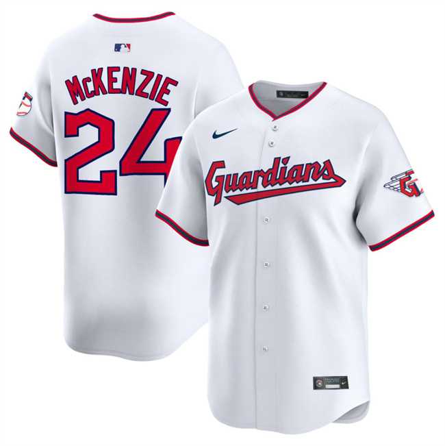 Men%27s Cleveland Guardians #24 Triston McKenzie White Home Limited Stitched Jersey Dzhi